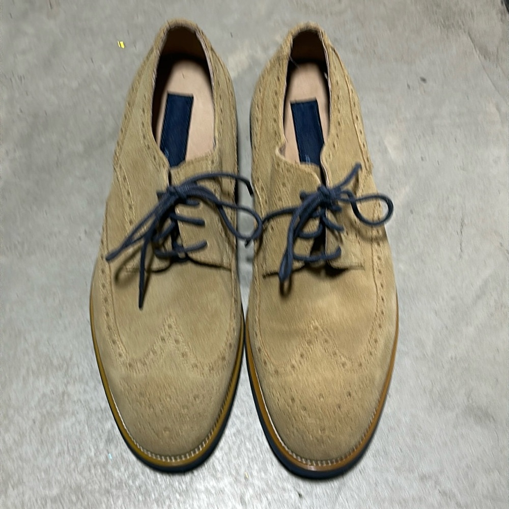 Joseph Abboud Wing Tip Tan Suede Leather Dress Shoes / Size 9 / Box 25
